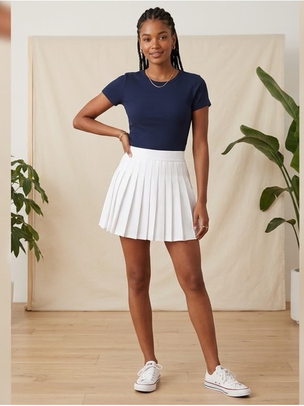Sz XS Garage Sporty Chic White Pleated Skirt